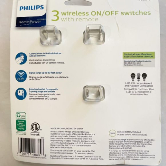 Philips || New Indoor LIghting Control w Wireless Remote Switch & 3 receivers - Picture 5 of 6